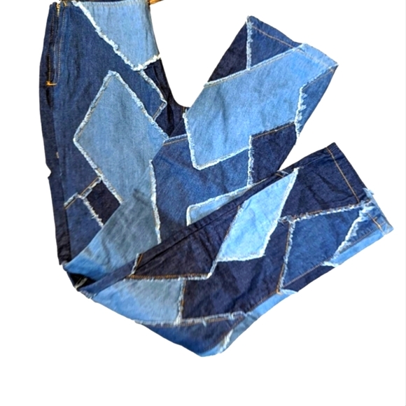 **SOLD** NEW JARED LOW RISE DIAMOND Y2K PATCHWORK JEANS Size 24 - Picture 5 of 11